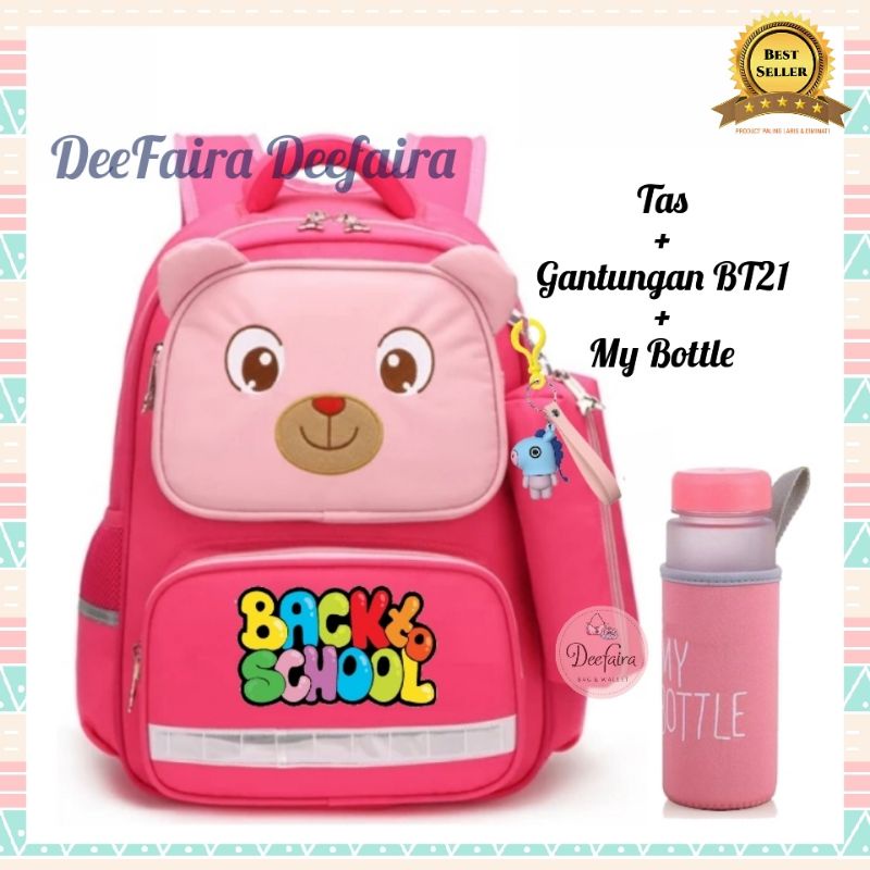 Tas Sekolah Anak Perempuan TK SD Backpack Beruang Lucu