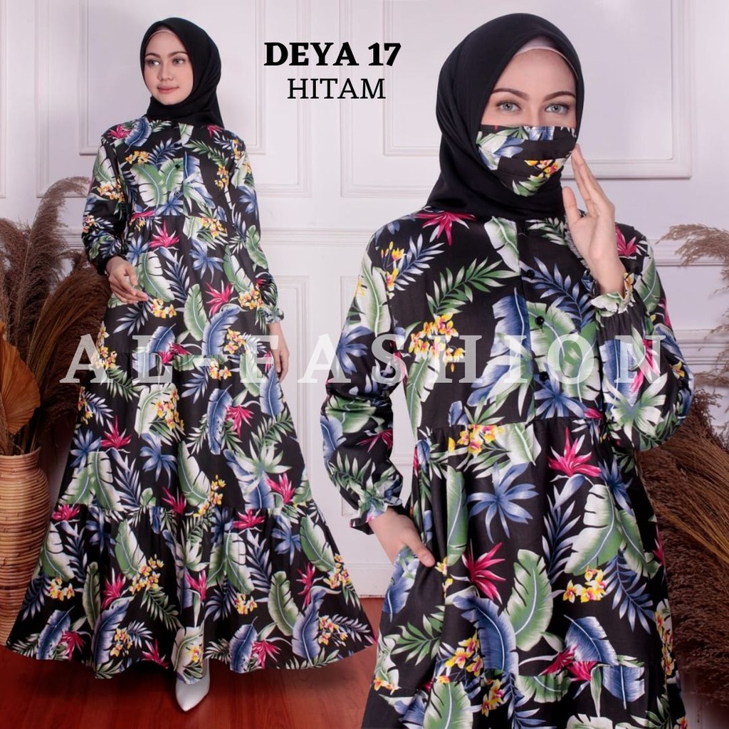 ABA AGEN BAJU HOMEY DRESS GAMIS DEYA BAHAN KATUN-DEYA 17 HITAM