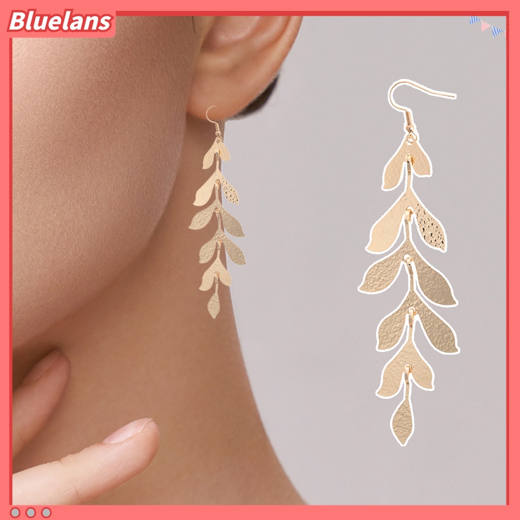 1 Pasang Anting Kait Gantung Panjang Multi Layer Bahan Metal Untuk Wanita