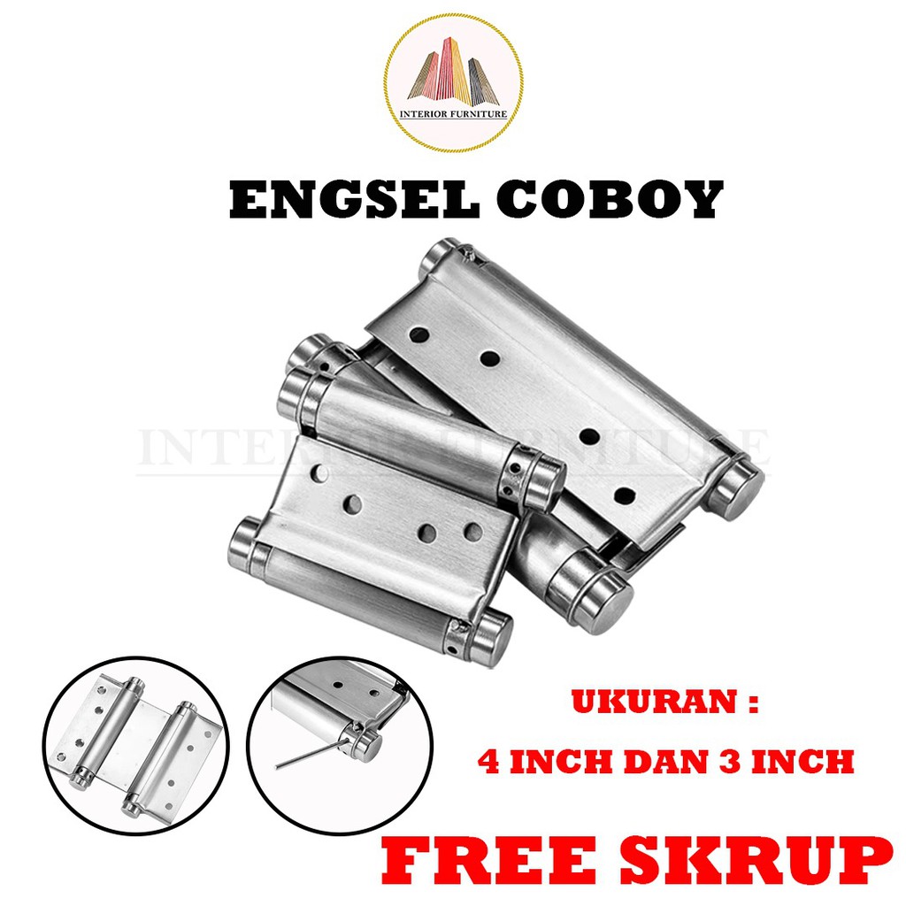 Engsel Koboi 3 inch 4 inch &amp;  5 inch / Engsel Koboy Engsel Pintu Dua Arah  Stainless Steel