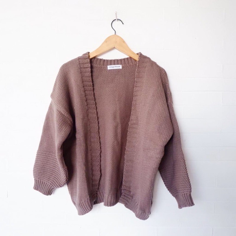 Vintage House Lucia Cron Cardi (Cardigan Rajut Wanita Korea)-Grape