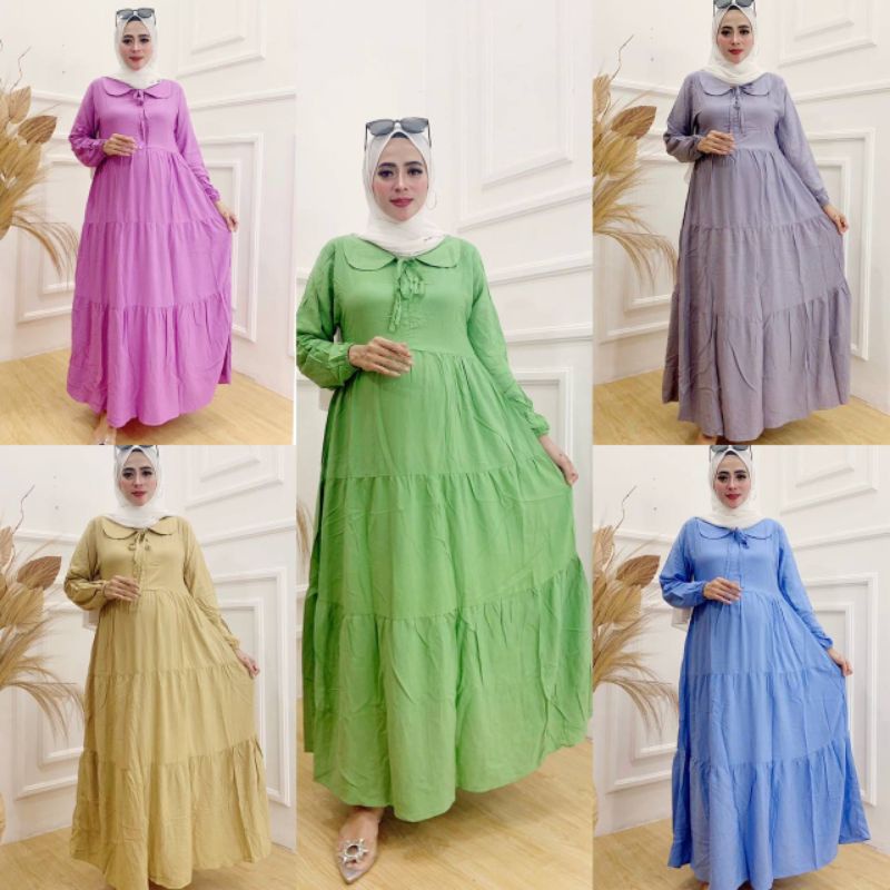 GAMIS RAYON REMPEL SUSUN BUSUI //GAMIS TERMURAH bisa COD//GAMIS MUSLIM