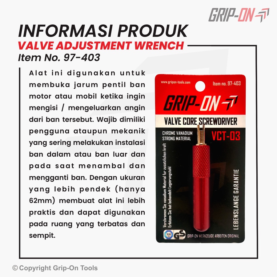 PEMBUKA PENTIL MINI GRIP ON / VALVE CORE SCREWDRIVER MINI GRIP-ON VCT-03