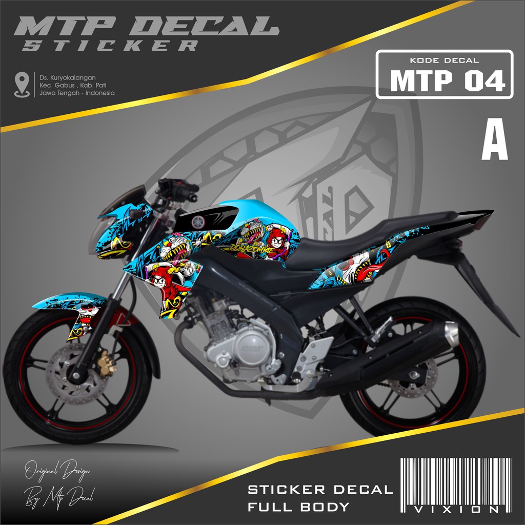 Decal Sticker Variasi Fullbody New Vixion Lighting - Dekal Stiker Vixion NVL MTP-04 DORAEMON ZOMBIE