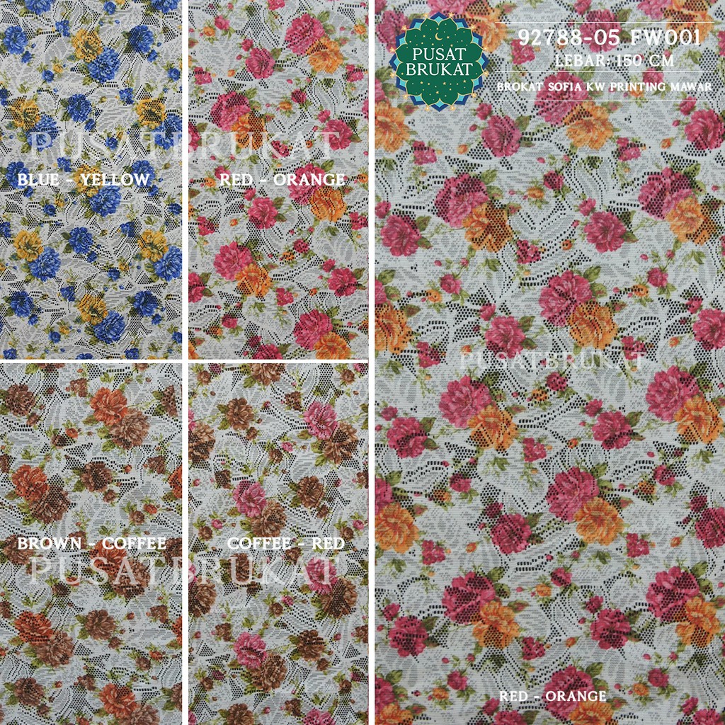 KAIN KEBAYA BRUKAT MOTIF / BRUKAT LACE PRINTING MAWAR - NARAYA KW 92788-05 FW001 - [harga p