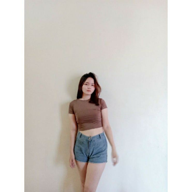 BEFAST - ZFS OOTD Wanita Kaos FUJI / NEINC DOUBLE LAYER LYCRA CROP TOP / Atasan Crop Top Wanita / Crop Top Polos / Kaos Crop Casual / Crop Top Santai / Atasan Crop Top Lengan pendek / OOTD Wanita Remaja Kekinain 2021