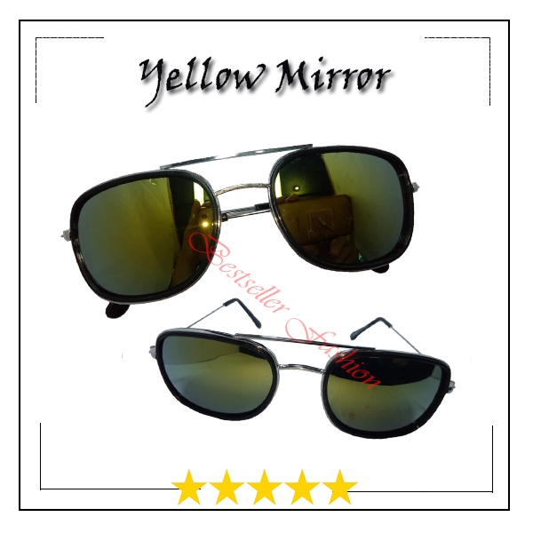 Ready Stok !!! Kacamata Hitam Sunglasses Metal Unisex Aviator Lensa Mirror Kacamata Anti UV Pria dan Wanita Dewasa NO CASE