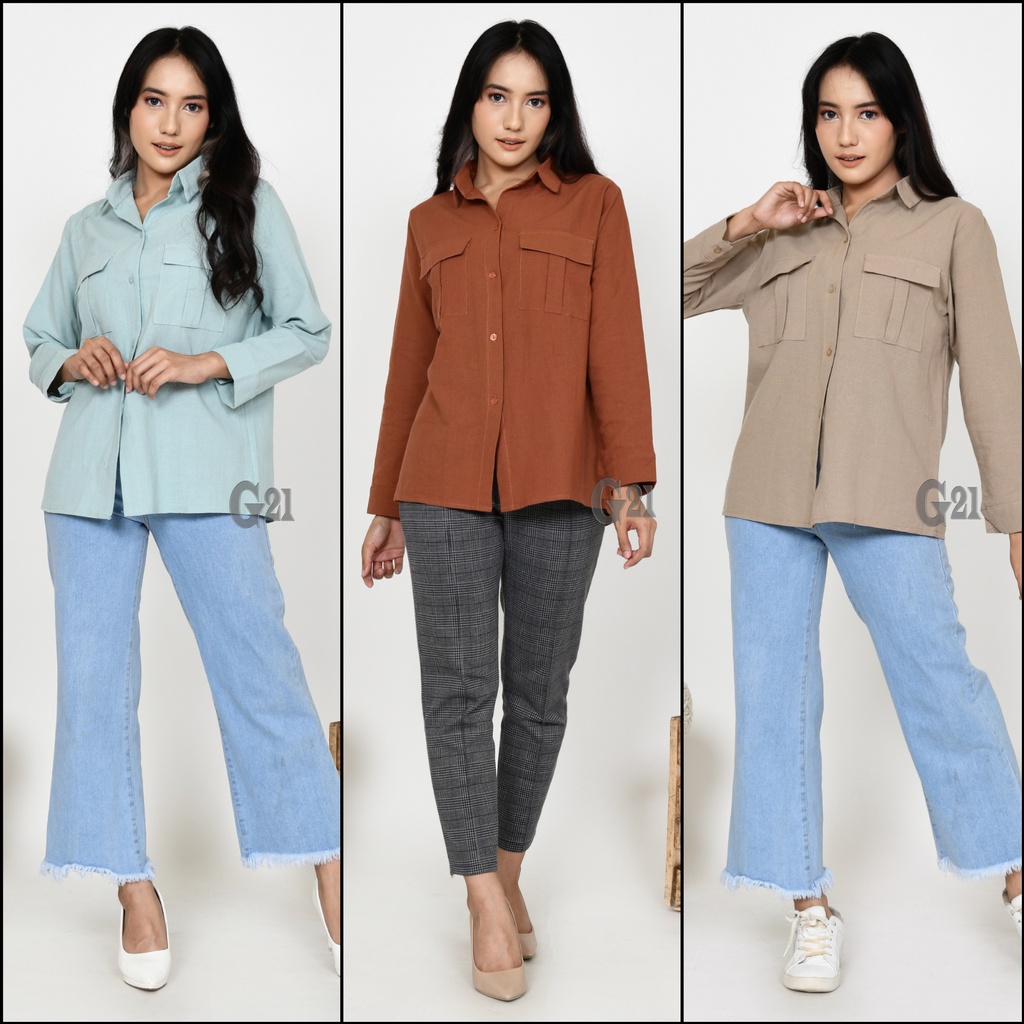 Kemeja Blouse Wanita Casual Kerja Kantor Formal Lengan Panjang Murah Premium Quality Blus Wanita Atasan Blouse Kerja Wanita Kameja Kerja Wanita Kantor