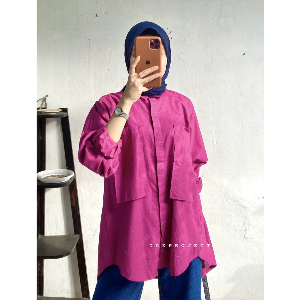 Pocket Poplin Shirt Oversized Poplin Shirt Yura Basic Kemeja Atasan Bigsize Kemeja Poplin Warna Fuschia ara pouch nura basic pink fanta Mirabela katun poplin by DAZPROJECT