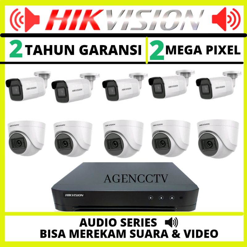 PAKET CCTV HIKVISION 16 CHANNEL 10 KAMERA AUDIO 2MP KOMPLIT SUPPORT ONLINE