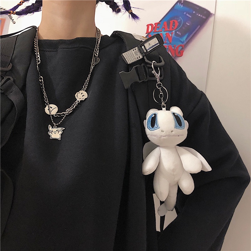 Tiktok super populer kalung Nasional stainless steel Smiley kalung pria dan wanita gaya yang sama st