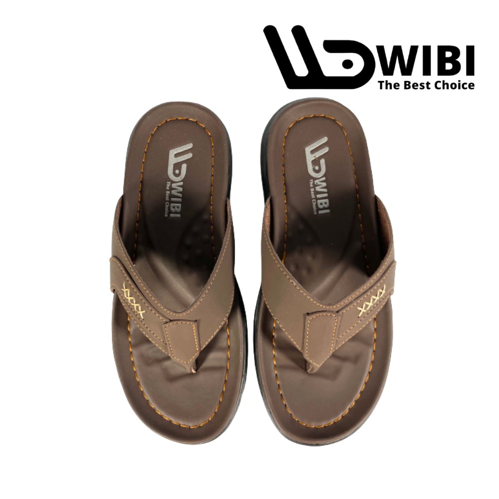 Sandal Kulit Pria Original WIBI Sendal Fashion Cowok Santai Traveling Trendy Casual Nyaman S 01