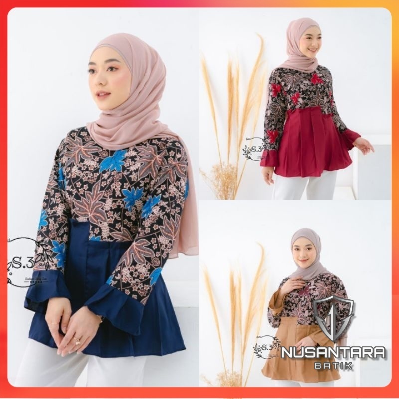 ATASAN BATIK WANITA BLOUSE KANTOR BLOUSE KERJA SERAGAMAN BATIK TRENDY INTERNATIONAL MOTIF KEKINIAN