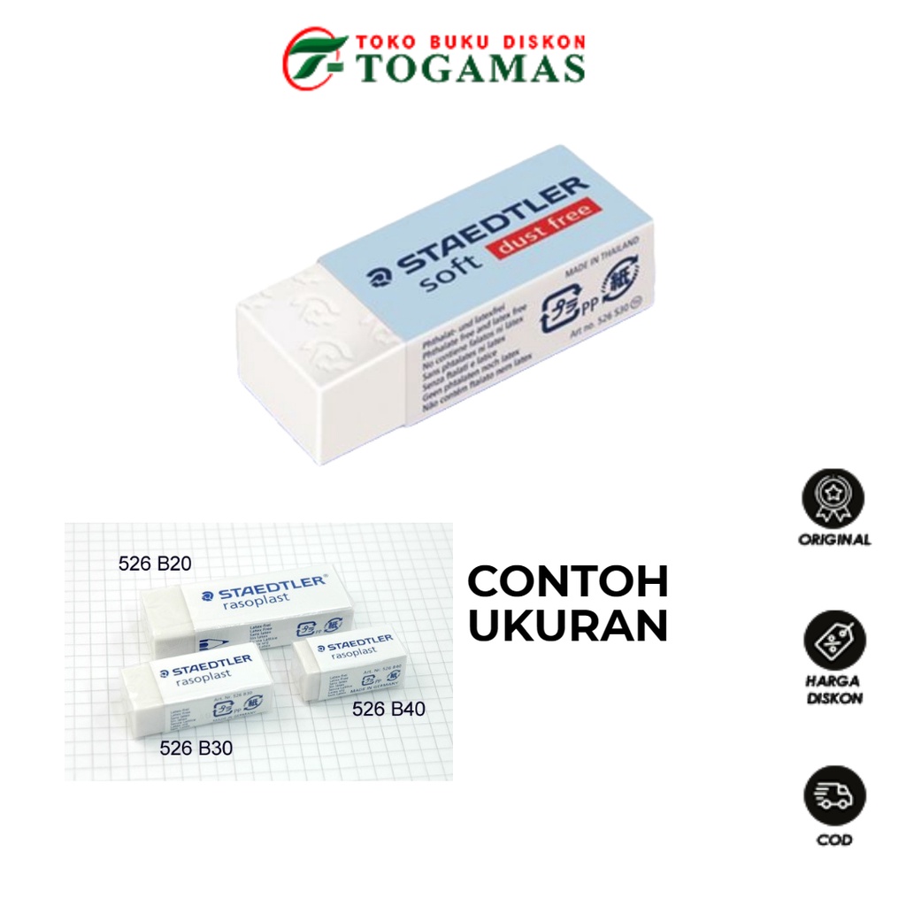 

READY STOCK !! PENGHAPUS ERASER 526 B40/B30/B20 PUTIH SOFT STAEDTLER