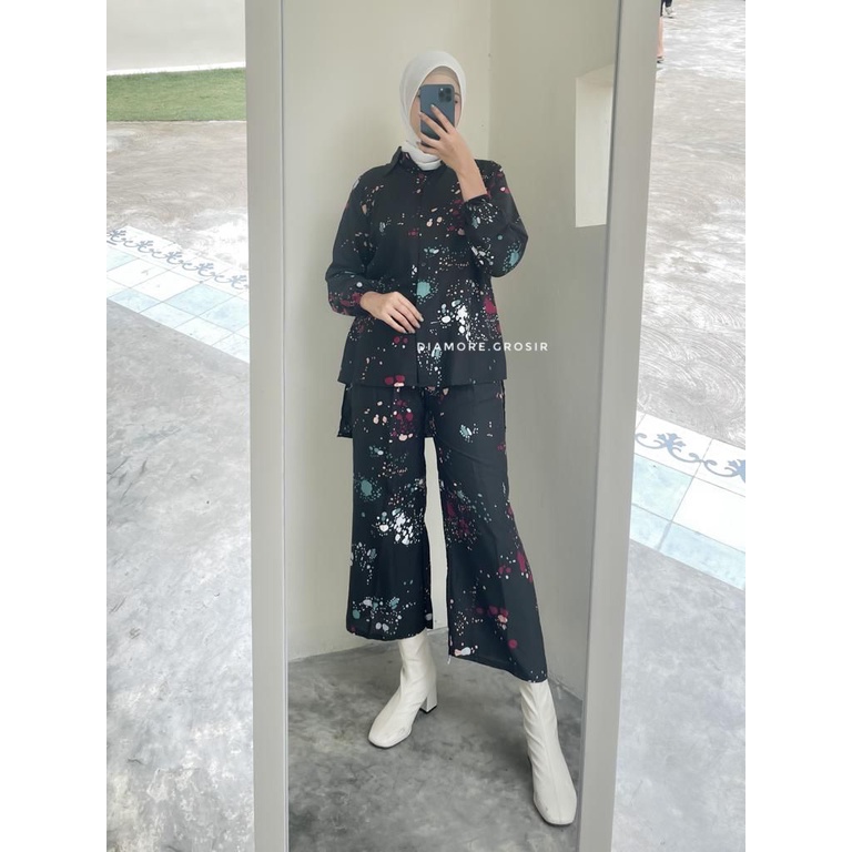 BLOOMS DAILY ONE SET / TIE DYE ONE SET RAYON / STELAN PIYAMA WANITA-PUSPA ONE SET