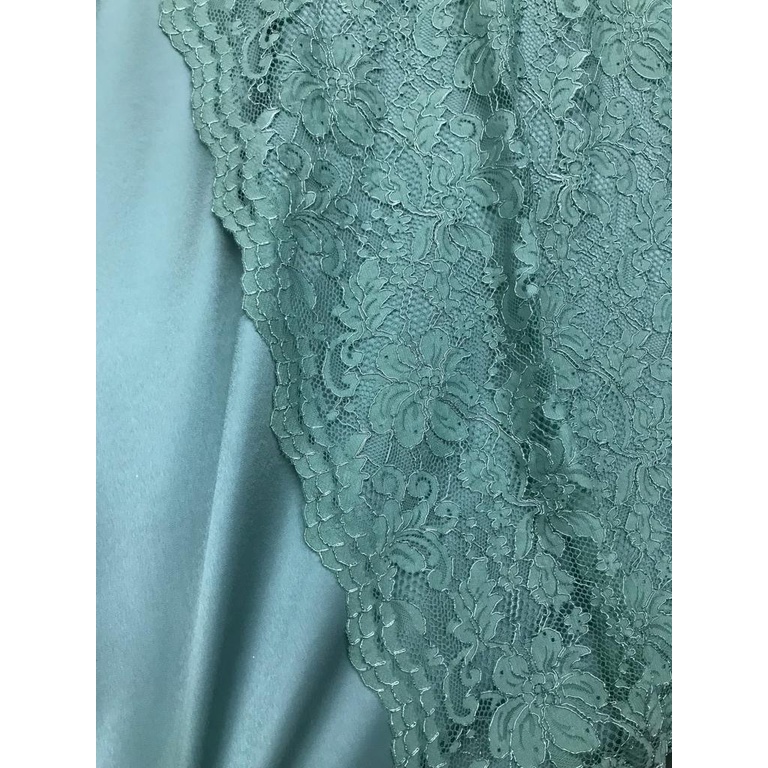 Kain Tile Bordir Hijau Wardah Mint Bahan Kebaya Brokat Brukat Lace Cord Meteran