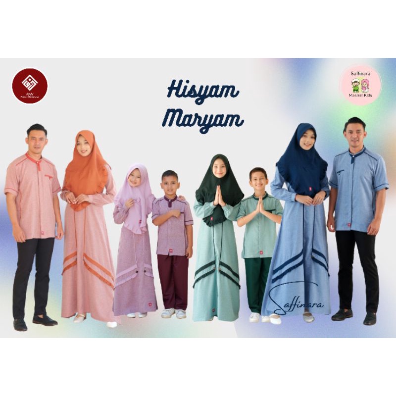 HISYAM MARYAM Gamis dan Koko Sarimbit by ANV Burgundy dan Terracota