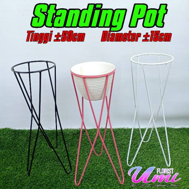 1KG muat 2Pcs Standing  Pot  Besi  T50cm Standing  Planter 