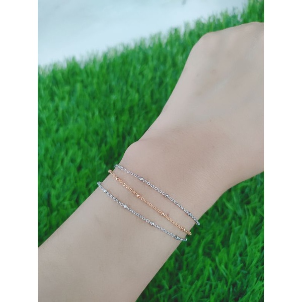 GELANG RANTAI JEDAR 3 LAYER + 1 BEL / GELANG PERAK ASLI SILVER 925 LAPIS EMAS / GELANG FASHION WANITA TERBARU