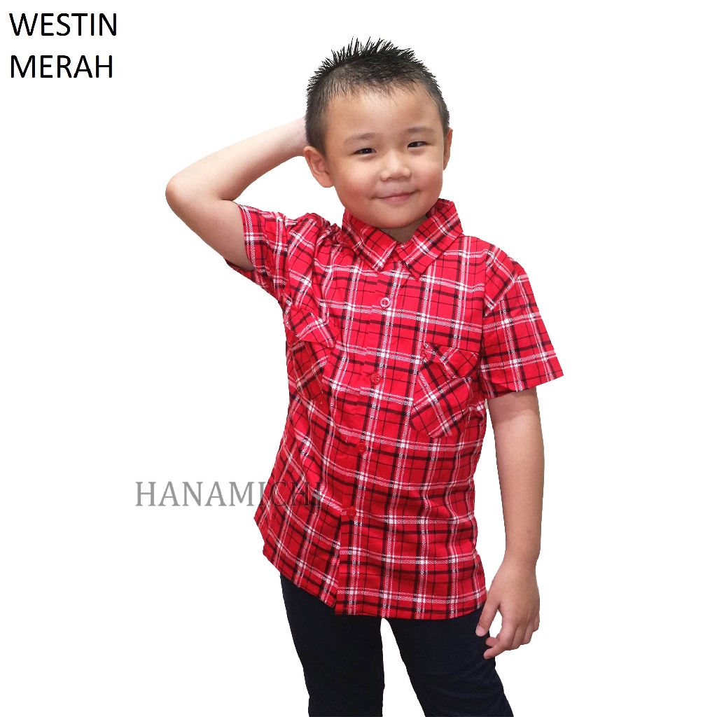 Hanamichi WESTIN Baju Atasan Kemeja Anak Cowok Lengan Pendek