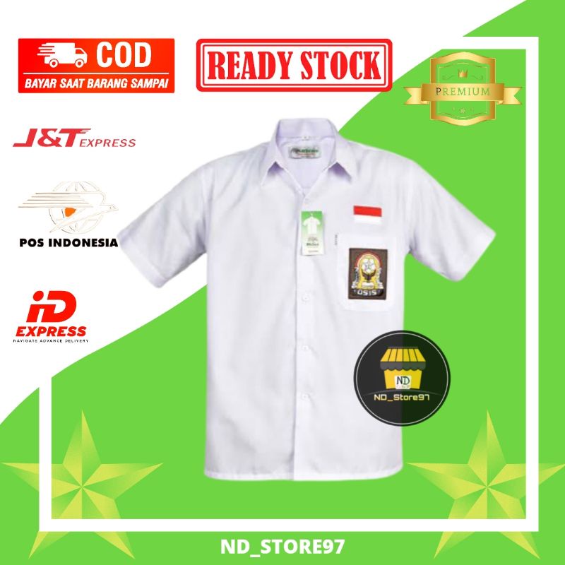 Baju Seragam Sekolah Putih OSIS Lengan Pendek untuk SMA / SMK / Pria / Wanita / Putra / Putri