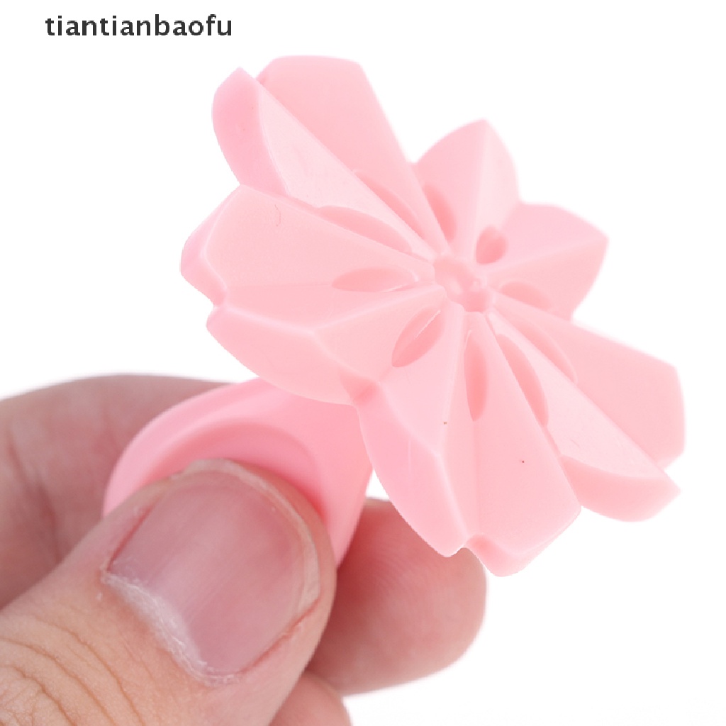 5pcs / set Cetakan Pemotong Biskuit / Cookies / Fondant Bentuk Bunga Sakura Warna Pink