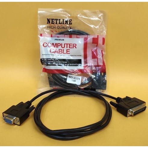 Kabel Paralel DB25 to Serial DB9 - Kabel Serial Printer DB9 to Pararel