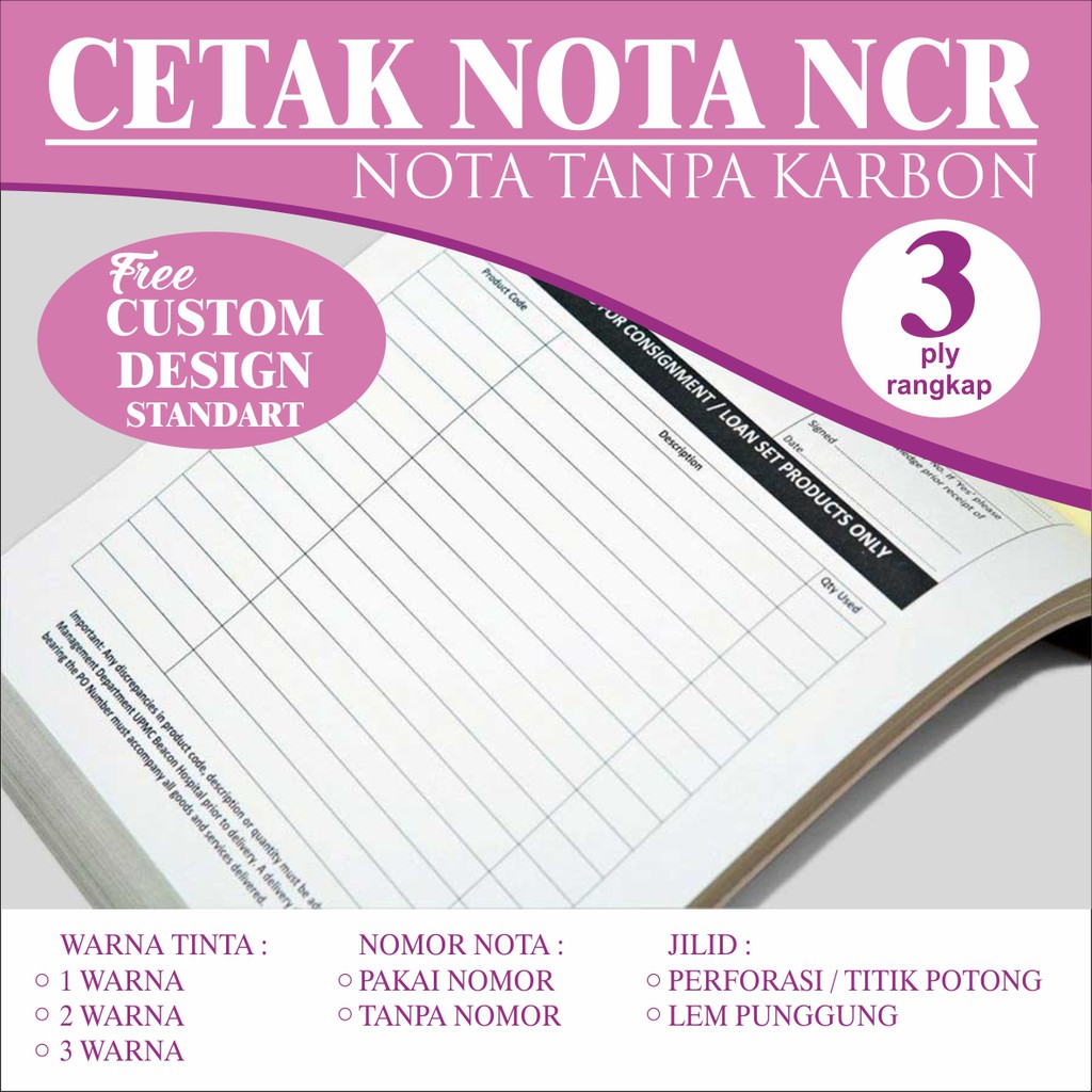 

Cetak Custom Nota Surat Jalan Faktur Form NCR Tanpa Karbon Rangkap 3