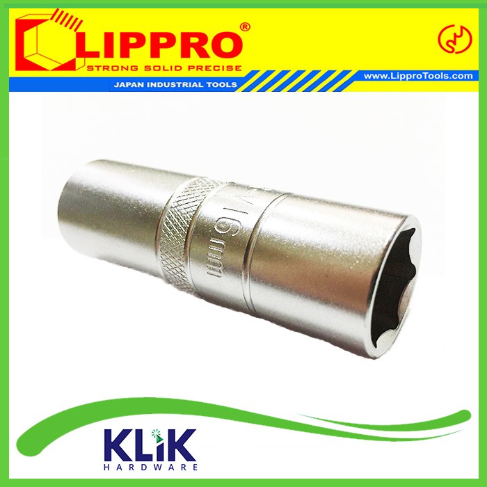 Lippro Mata Kunci Sok Shock Busi 1/2 Inch x 16 mm - Spark Plug Sock 16 mm