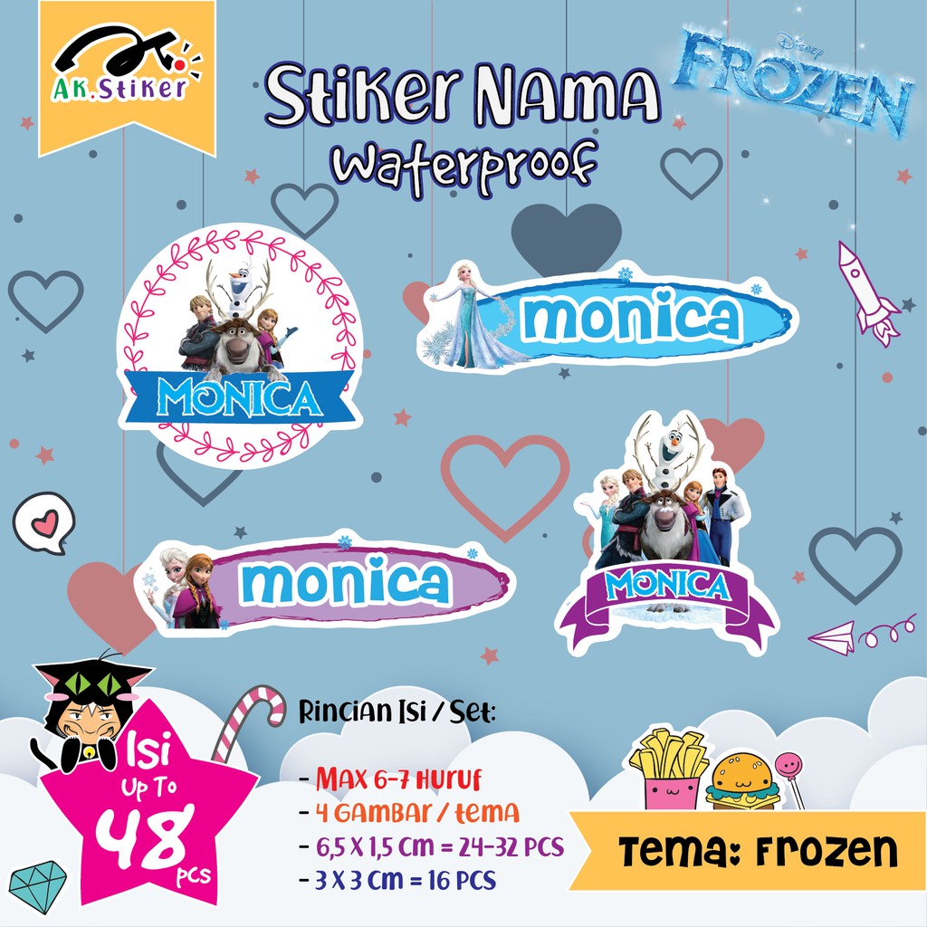 40 48 Pcs Stiker Nama Karakter Lucu Shopee Indonesia