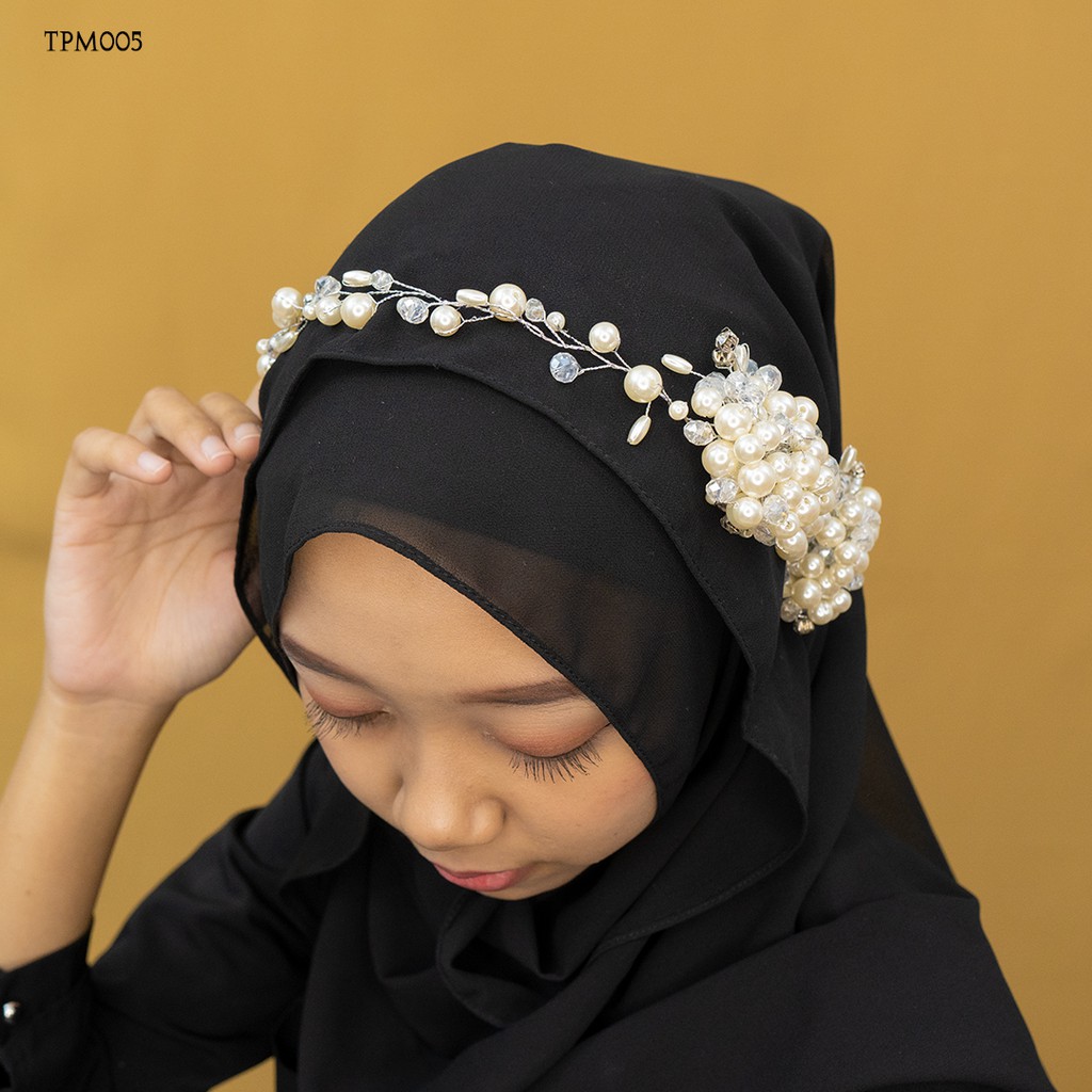 [STOK TERBATAS] HEADPIECE TIARA WEDDING PERNIKAHAN HIJAB MUTIARA TPM005