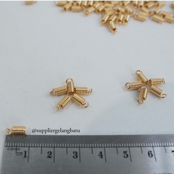 UJUNG TALI CONNECTOR 2mm SPRING CORD end per KONEKTOR GOLD masker