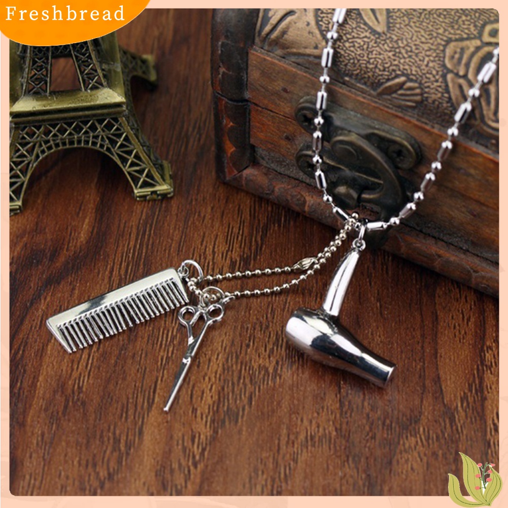 [TERLARIS]Unisex Hair Dryer Scissors Comb Pendant Chain Necklace Barber Kit Hairdresser Gift