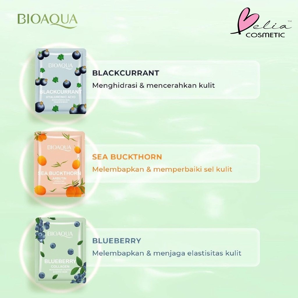 ❤ BELIA ❤ BIOAQUA Cosmetics Sheet Mask Plant | Flowers | Fruit | Eye Mask | Facial Mask Brightening Glowing Moisturizing Skin Care | Hydrating Essence Face Mask Brightening Anti Acne Jerawat | Honey Vitamin C Masker Wajah Muka Pelembab Kulit BPOM