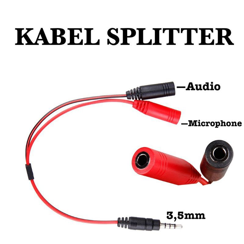 BS317 Kabel Splitter 2 in 1 Audio + Mic Jack 3,5mm