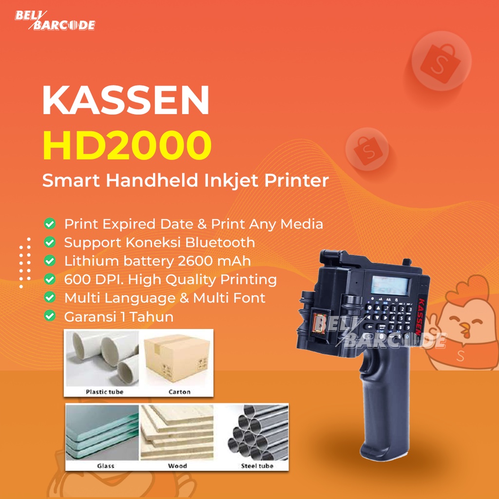 Handheld Printer Inkjet Kassen HD-2000 Cetak Label Product Expired