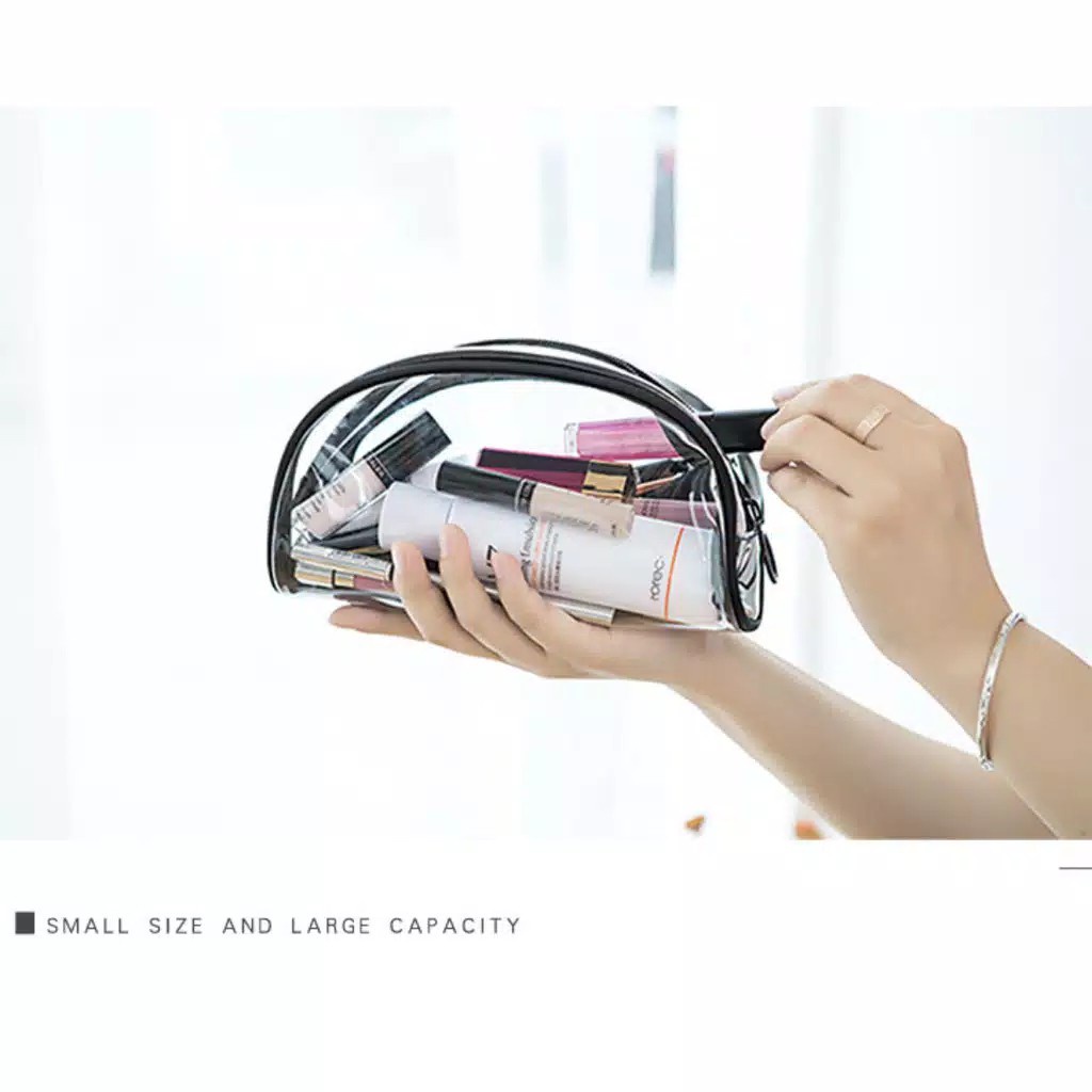 Tas Make Up Pouch Kosmetik Transparan Besar - Dompet Kosmetik Wanita Travel Transparan