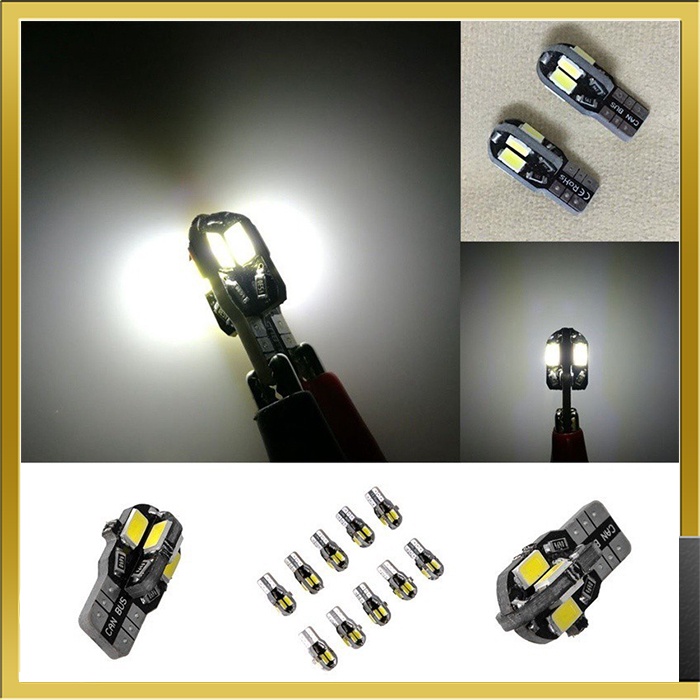 Lampu LED Colok Sein Senja T10 8 Mata SMD Lensa Canbus Motor Mobil