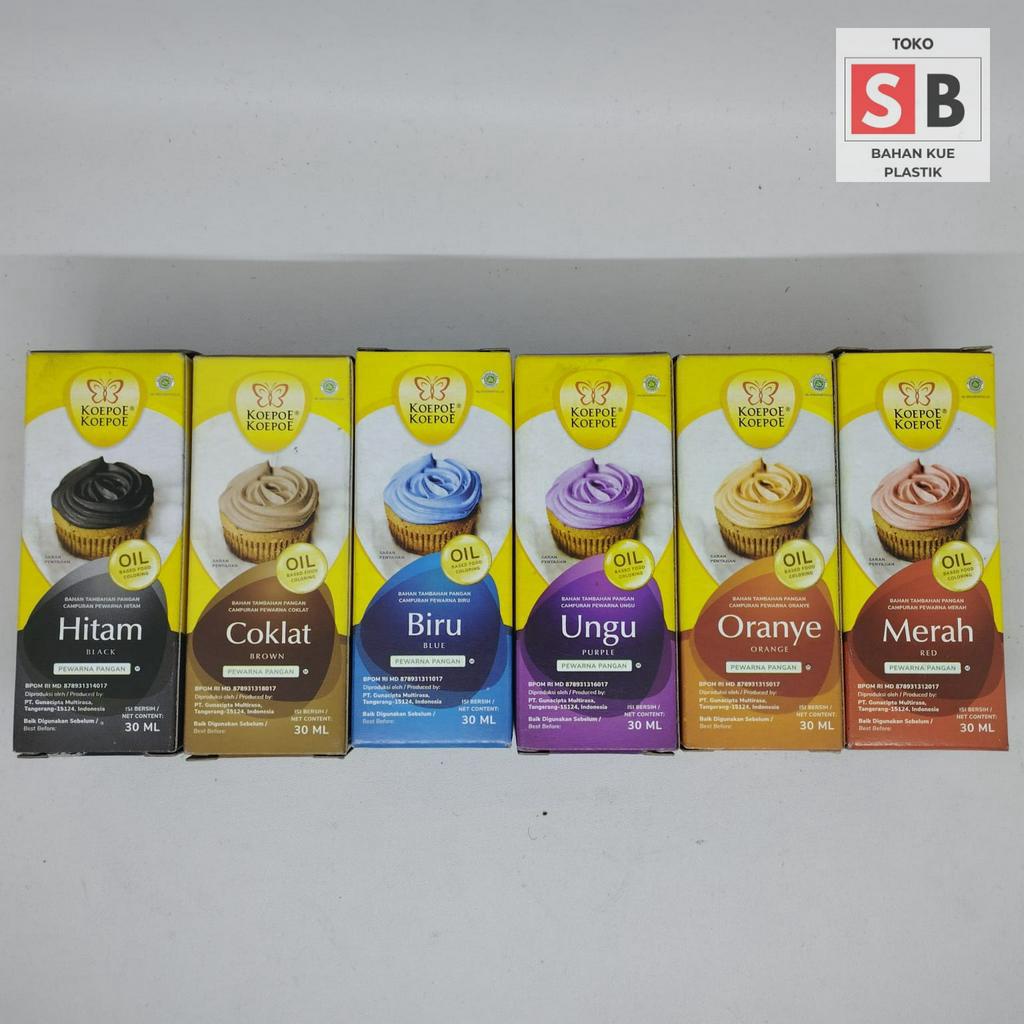 

PEWARNA MAKANAN KOEPOE-KOEPOE OIL BASE 30ML/ KUPU KUPU PEWARNA MAKANAN CAIR