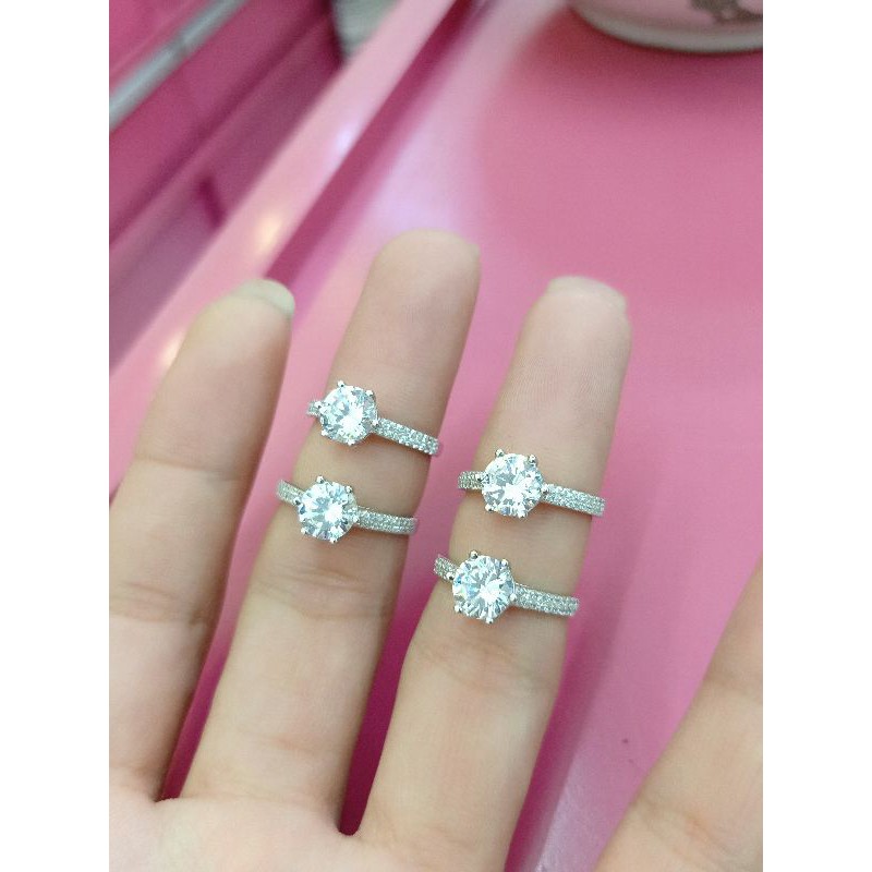 CINCIN DEWASA MATA PERAK 925 LAPIS MAS PUTIH IMPORT