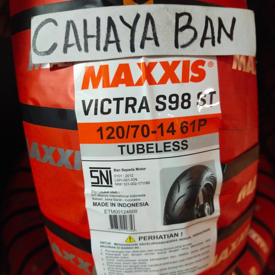 Ban Maxxis Victra Ukuran 120/70-14 Tubeless, Ban Belakang Pcx150 dan Vario 160.