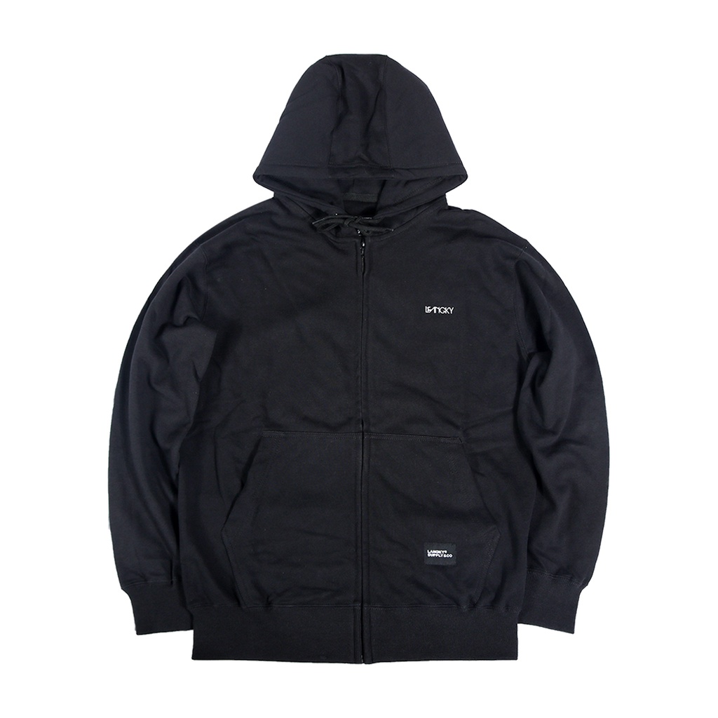 Jaket Sweater Distro Ori Langky Katun Hitam Hoodie Zipper Deer