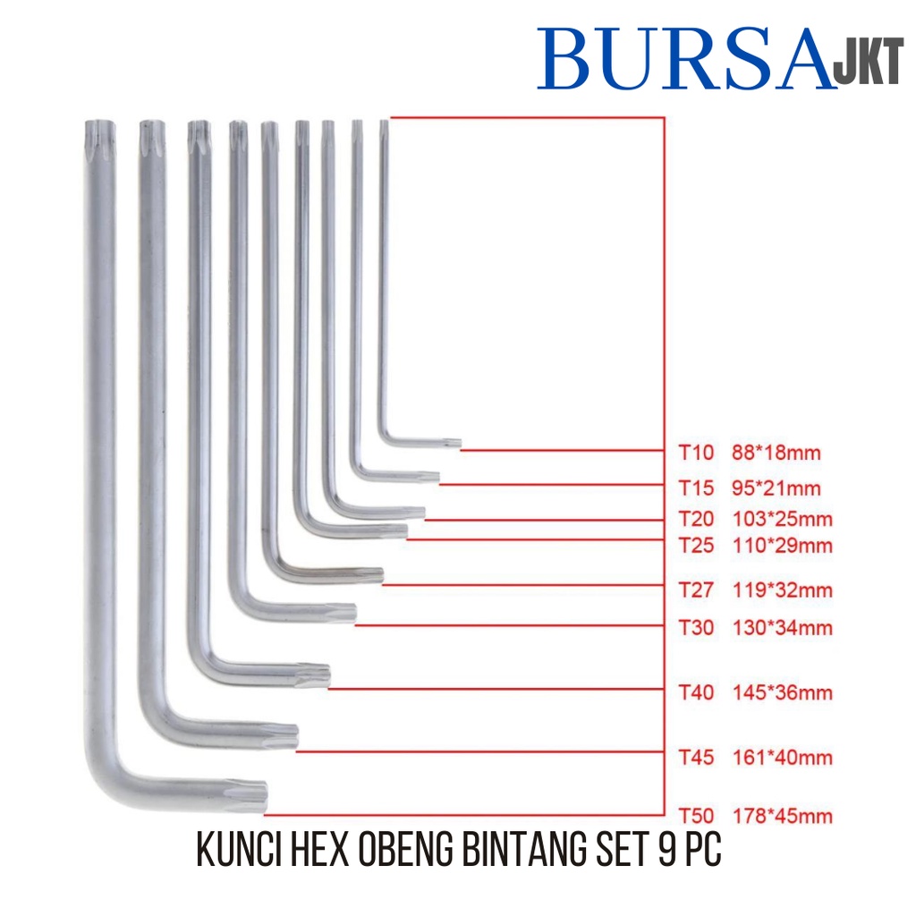 KUNCI L HEX BINTANG 9 PC SET 1.5  - 10 MM