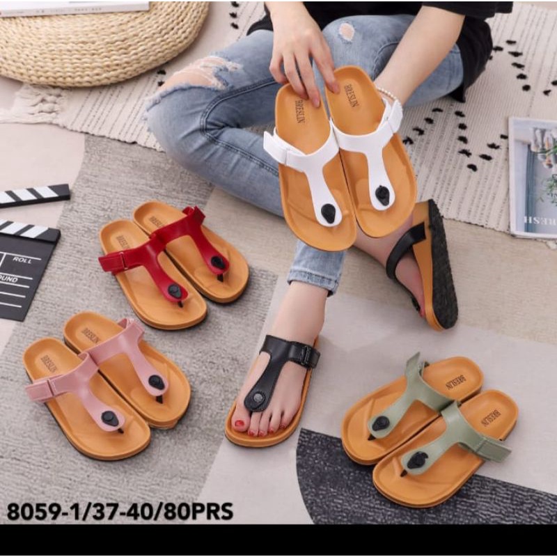 Sandal Jepit Wanita Karet Jelly Import Balance Motif Kulit 1302-2 DAVINA