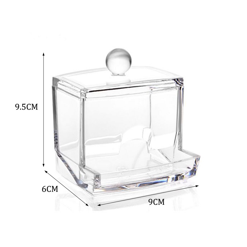 (LUCK11) Kotak Akrilik Transparan Portable Holder Kapas Makeup