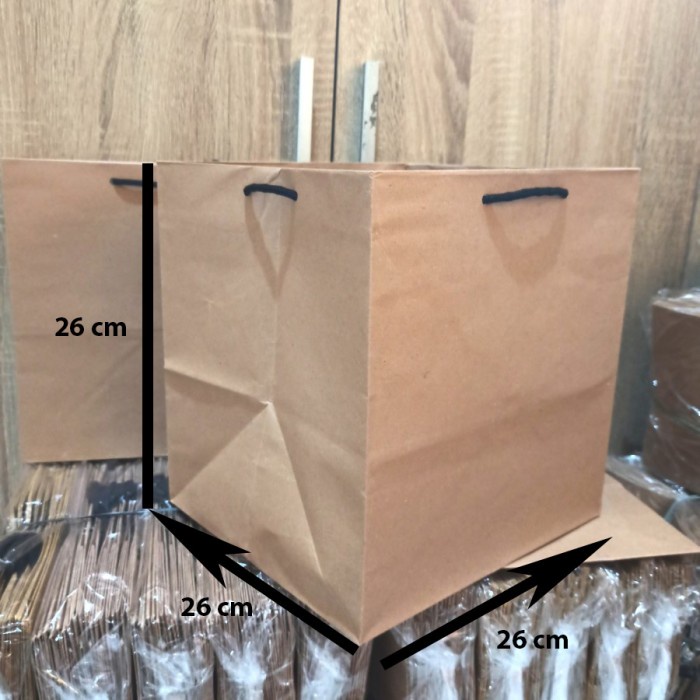 

Paperbag Craft Tali Kur - 26x26x26 - coklat polos ( Untuk Box nasi )