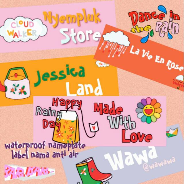 

FREE DESIGN +WATERPROOF STICKER LABEL NAMA Retro Aesthetic + BONUS