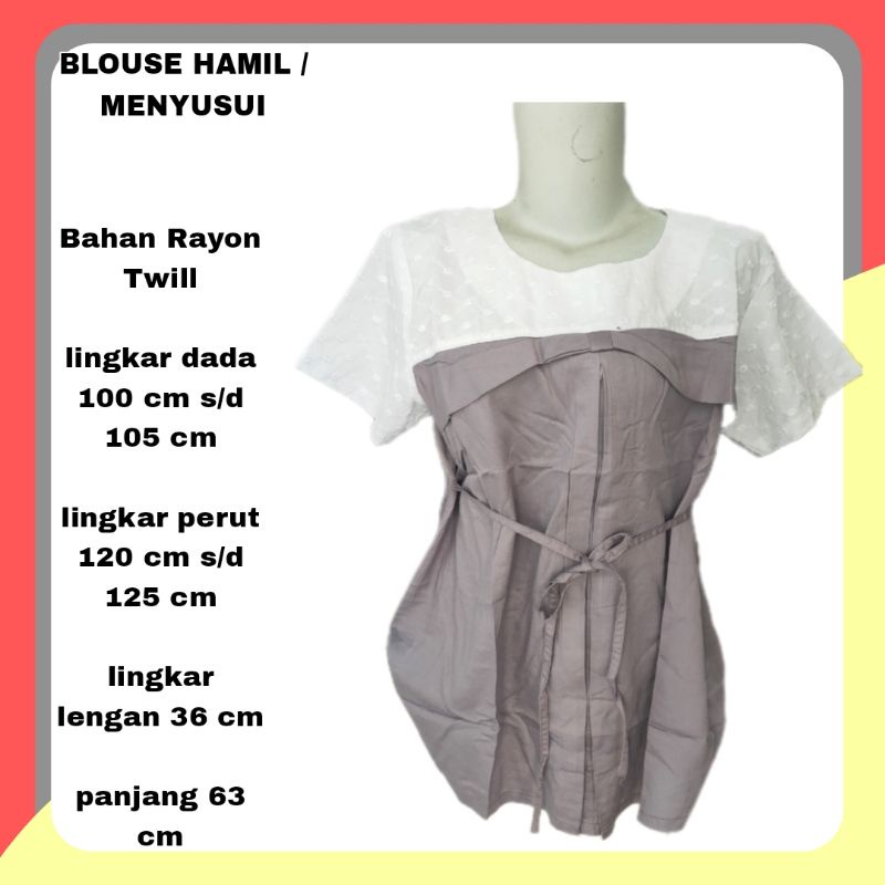 ATASAN HAMIL / ATASAN IBU MENYUSUI blouse ibu hamil terbaru atasan wanita bumil atasan ibu menyusui kerja jumbo blus hamil atasan cewek hamil cewe hamil perempuan busui