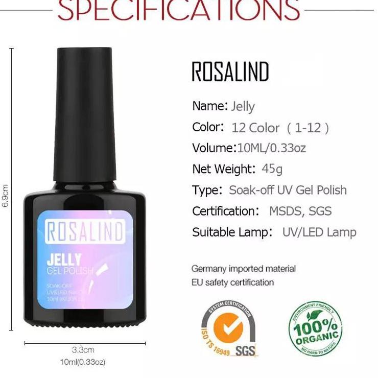 ♫ ROSALIND 10 mL Jelly Series Gel Nail Polish UV LED Nail Art / Kutek / Cat Kuku ♠