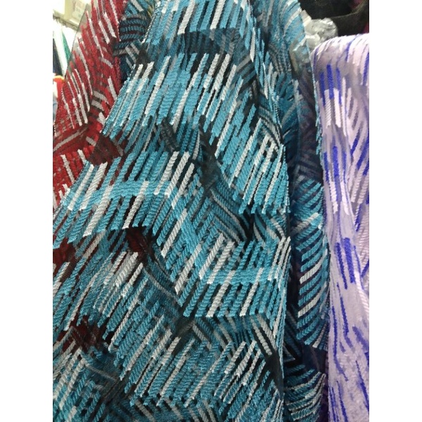 kain/bahan organza motip zigzag gradasi